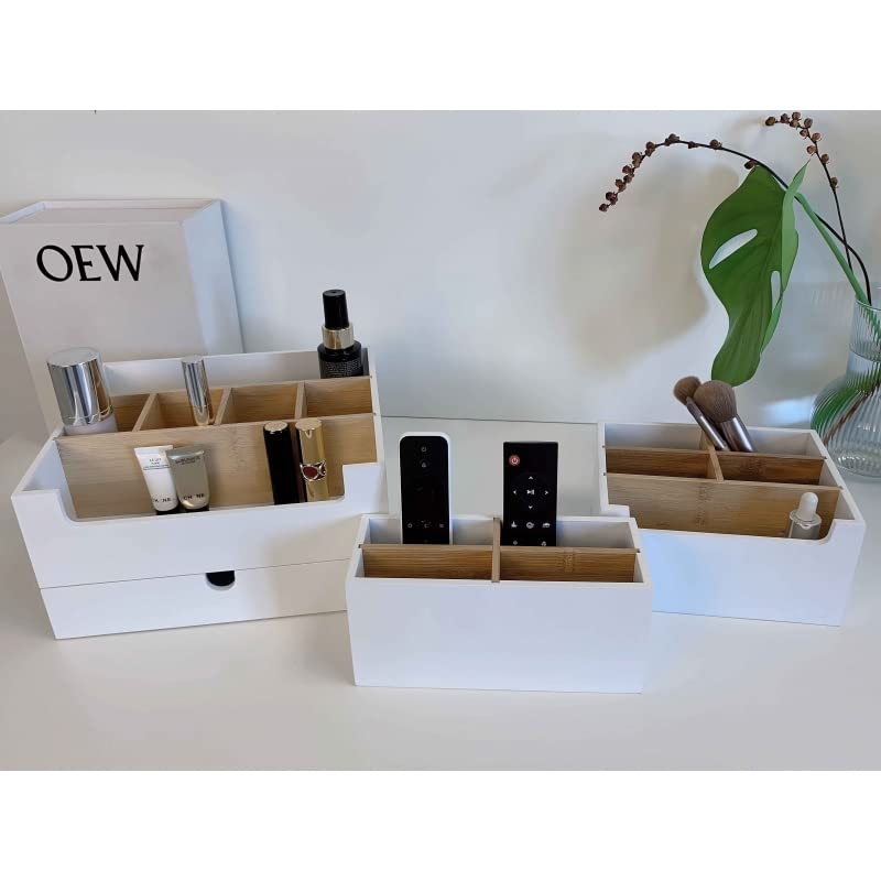 Caja Organizador de cosméticos, nordico con Compartimentos Blanco para baño