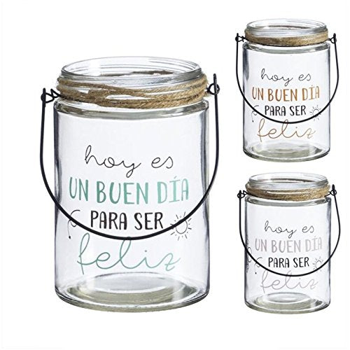Portavelas candelabro Originales con Mensaje SER Feliz (Pack 3 candelabros)