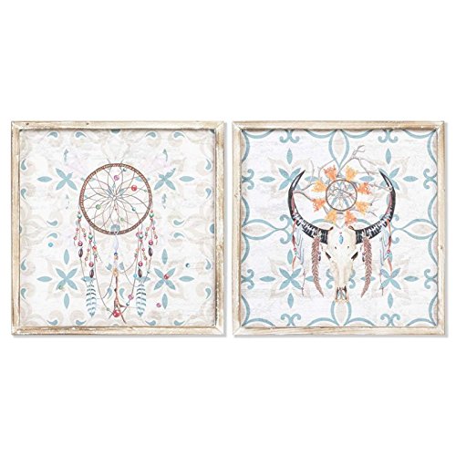 Set 2 Cuadro Madera Tribal 2 Modelo 55x55 cm