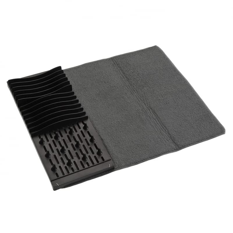 Escurreplatos Plegable con Escurridor, Tapete Secado De Vajilla - Gris