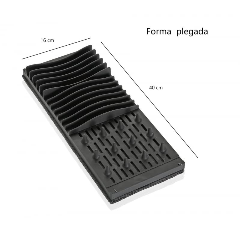 Escurreplatos Plegable con Escurridor, Tapete Secado De Vajilla - Gris
