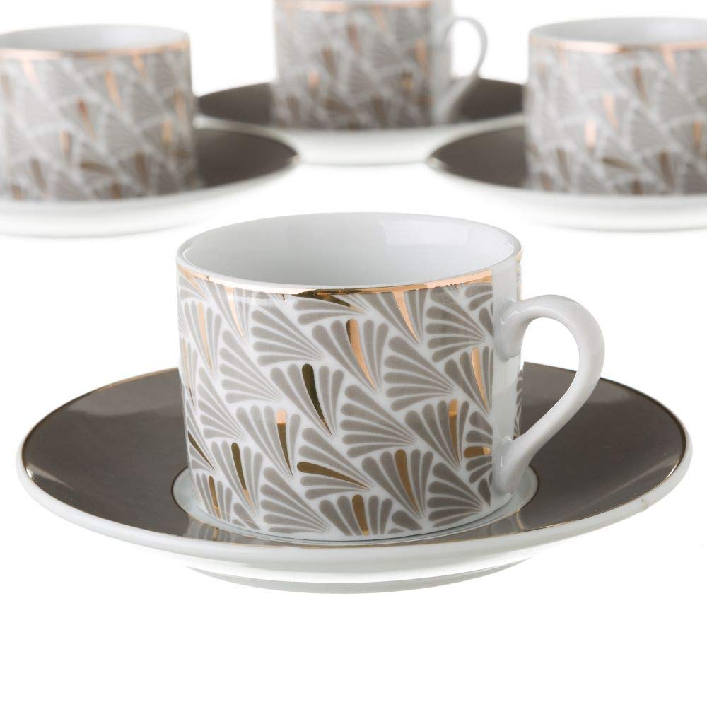 Tazas de té de Porcelana Grises clásicas para salón Factory - LOLAhome