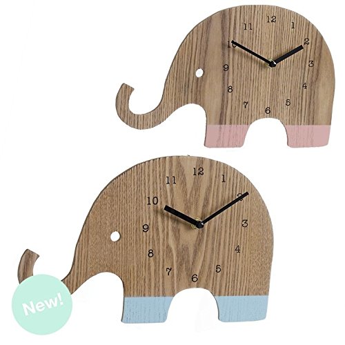 Reloj de Pared Madera Infantil Elefante - Rosa