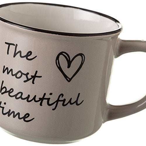 Taza de café romántica beige de cerámica para cocina France (Set de 4 tazas)