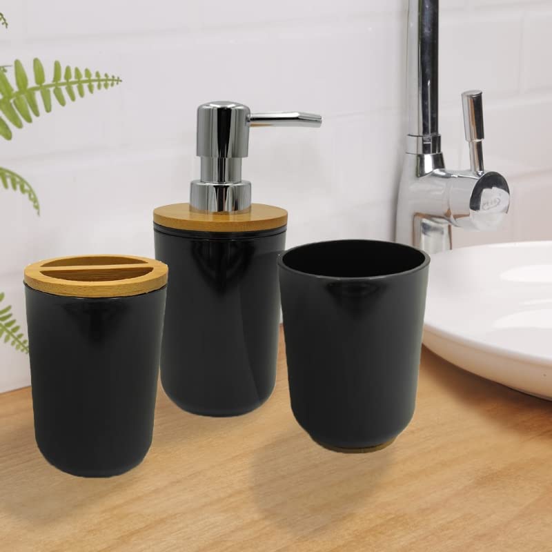 Set Accesorios Baño de Bambú Negro Estilo Factory