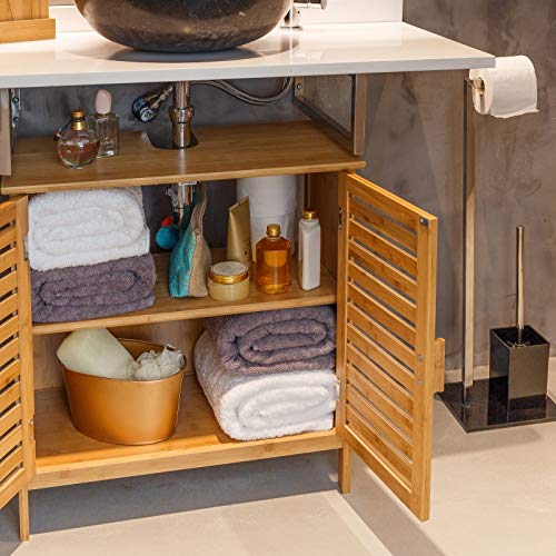 Mueble bajo Lavabo nórdico marrón de bambú para Cuarto de baño Basic