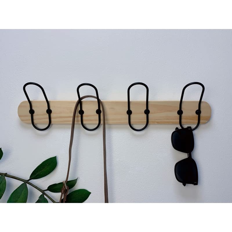 Perchero de Pared Madera Bambu con Ganchos Metal