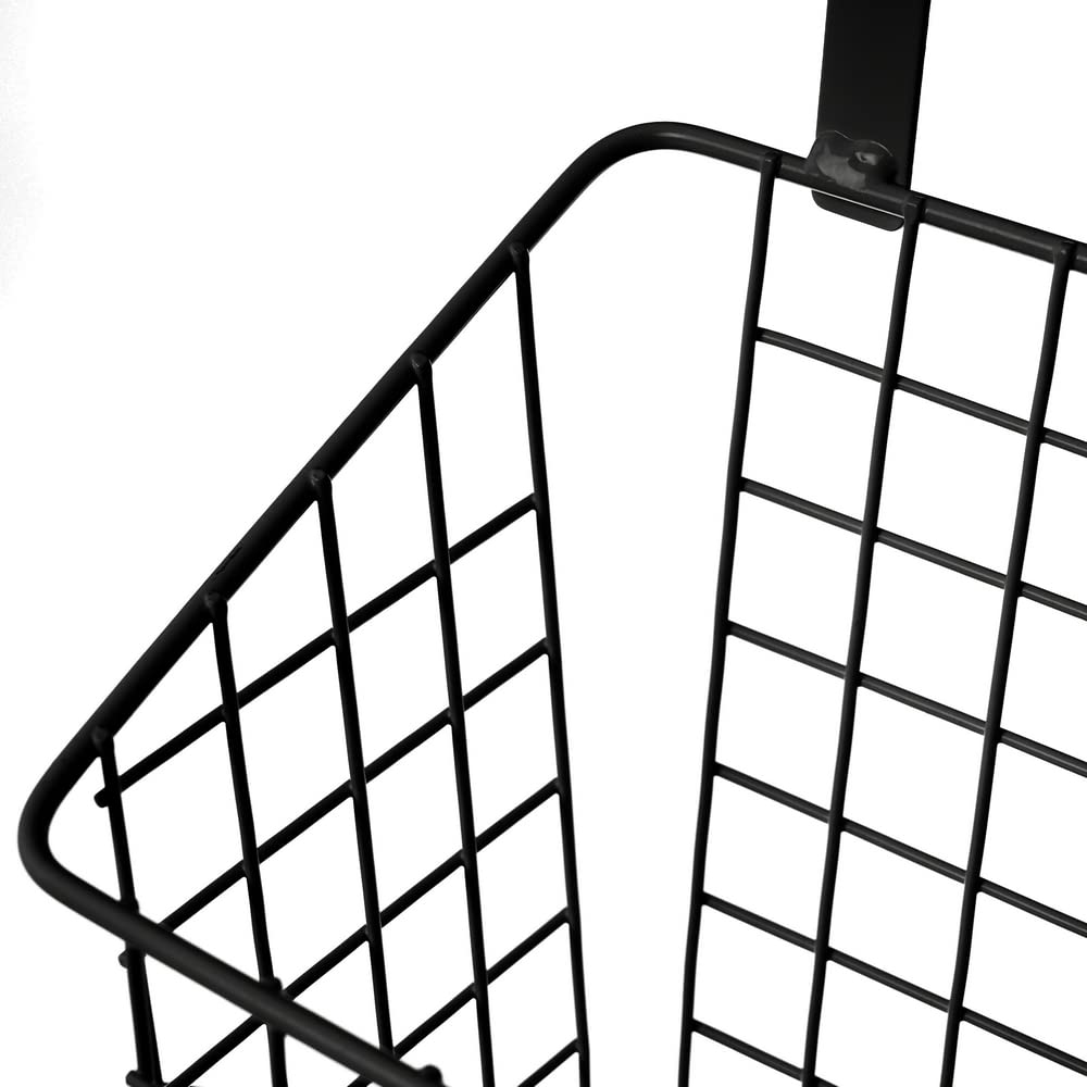 Cesta colgante con rejilla negra de metal de 26x17x28 cm -