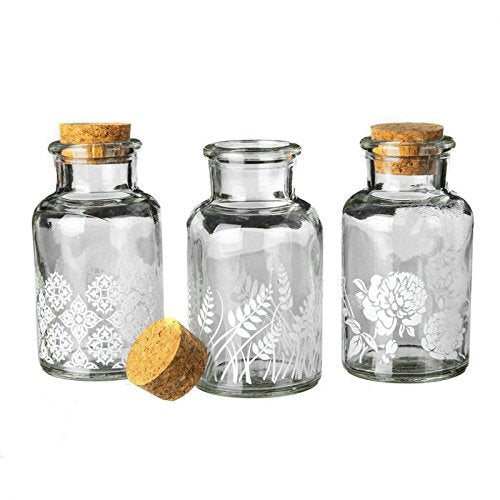 Botella Cristal 5,70 x 5,70 x 11,10 cm con tapón de Corcho. (Pack 6 Botellas)