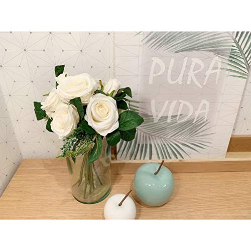 Rama con Flores Rosas Blanco 31x35 cm