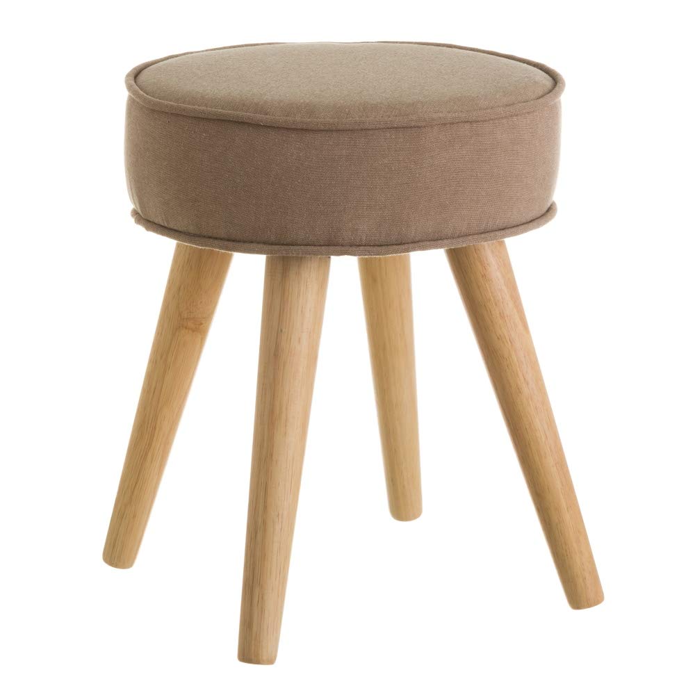 Taburete tapizado nórdico Beige de Madera de 41x34x34 cm