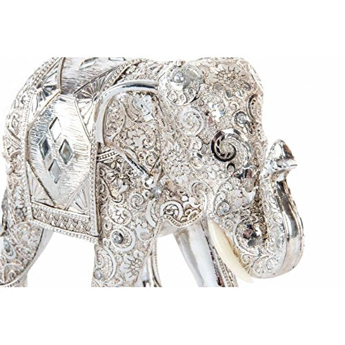Figura Elefante de Suerte Resina Plateado 17x7x13 cm