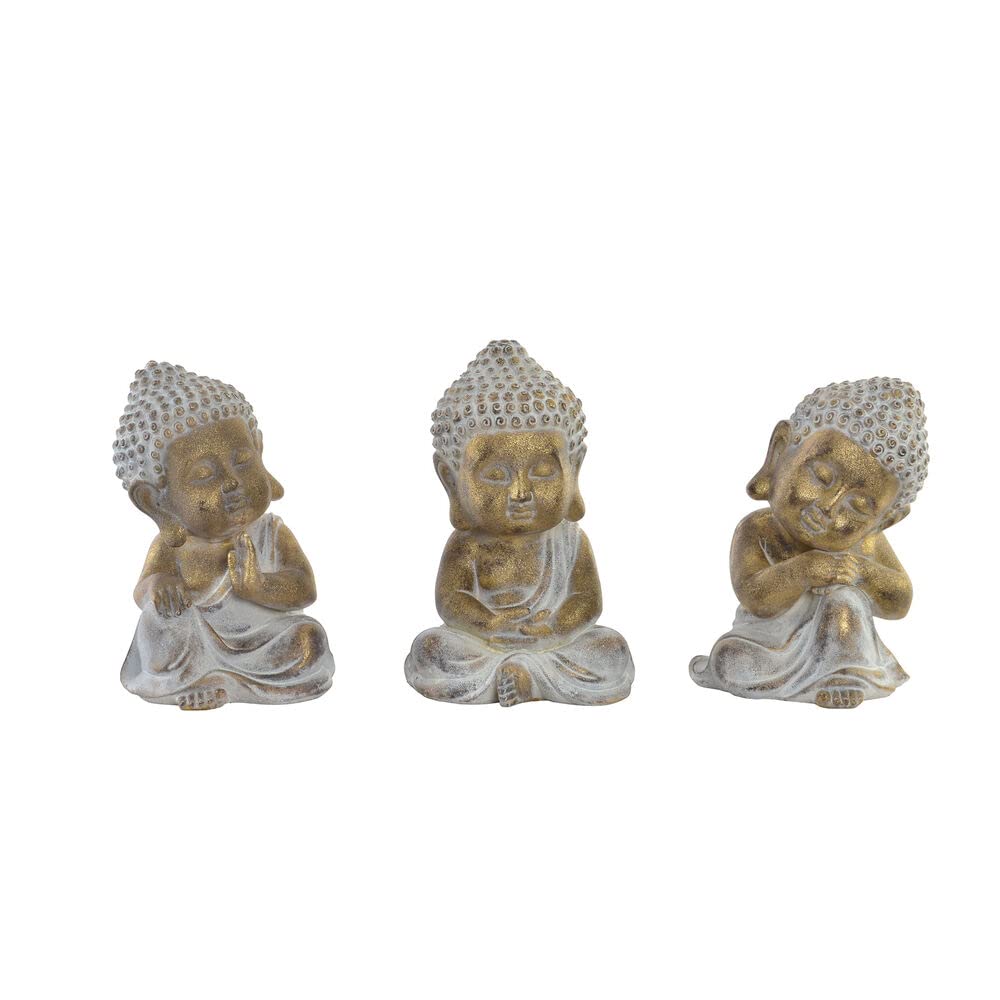 Set 3 Figura Buda de Suerte Resina Decoracion