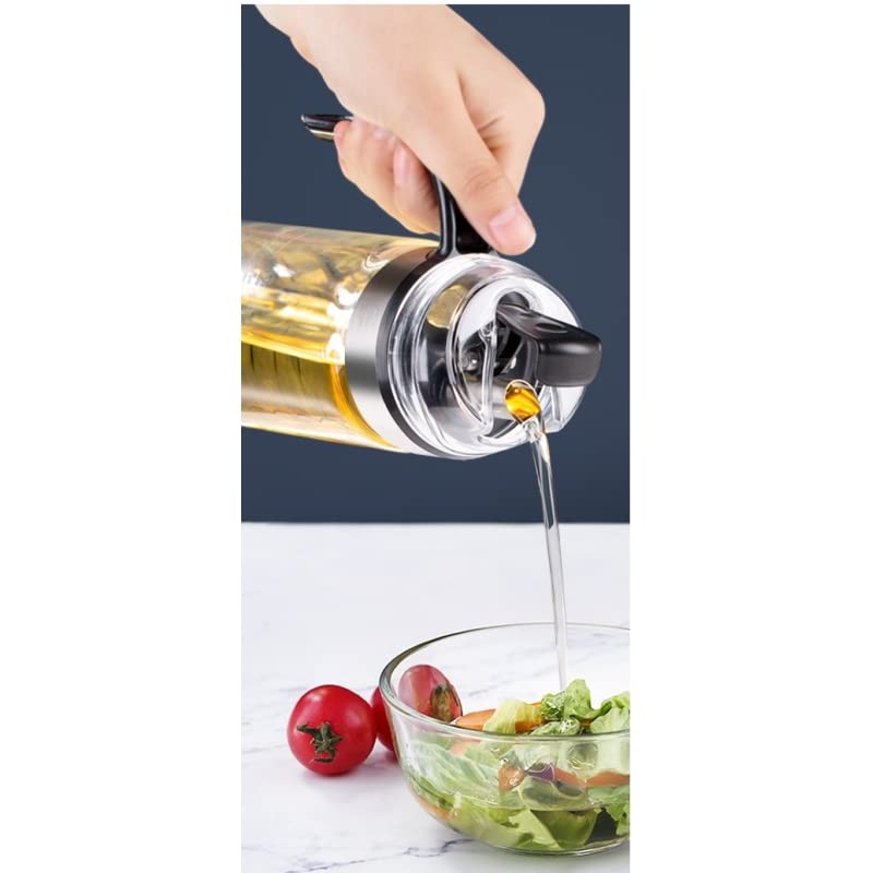 Aceitera Antigoteo de Cristal Borosilicato Tapón de Acero INOX con Tapa Que Se Abre Automatico para Cocina 550 ML