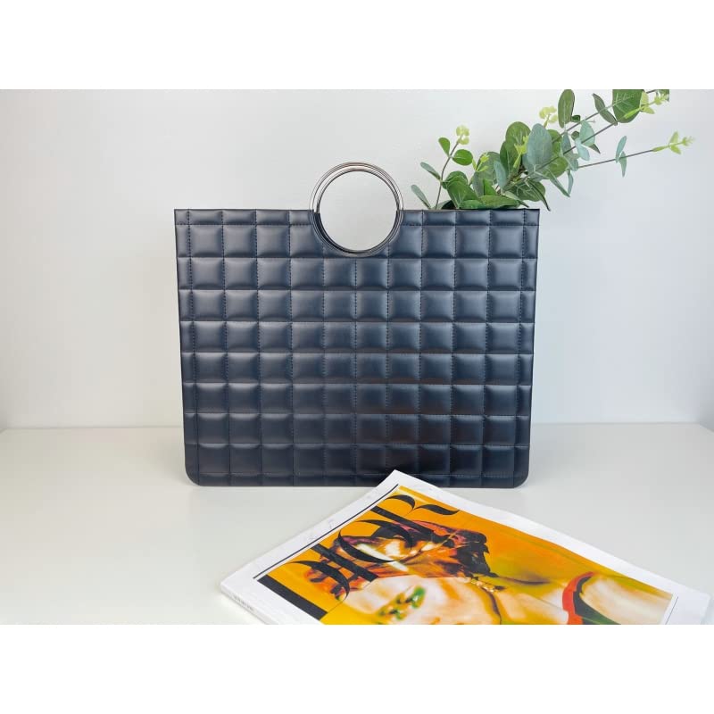 Revistero Bolso con Asas Negro de Piel sintética de 38x16x35 cm