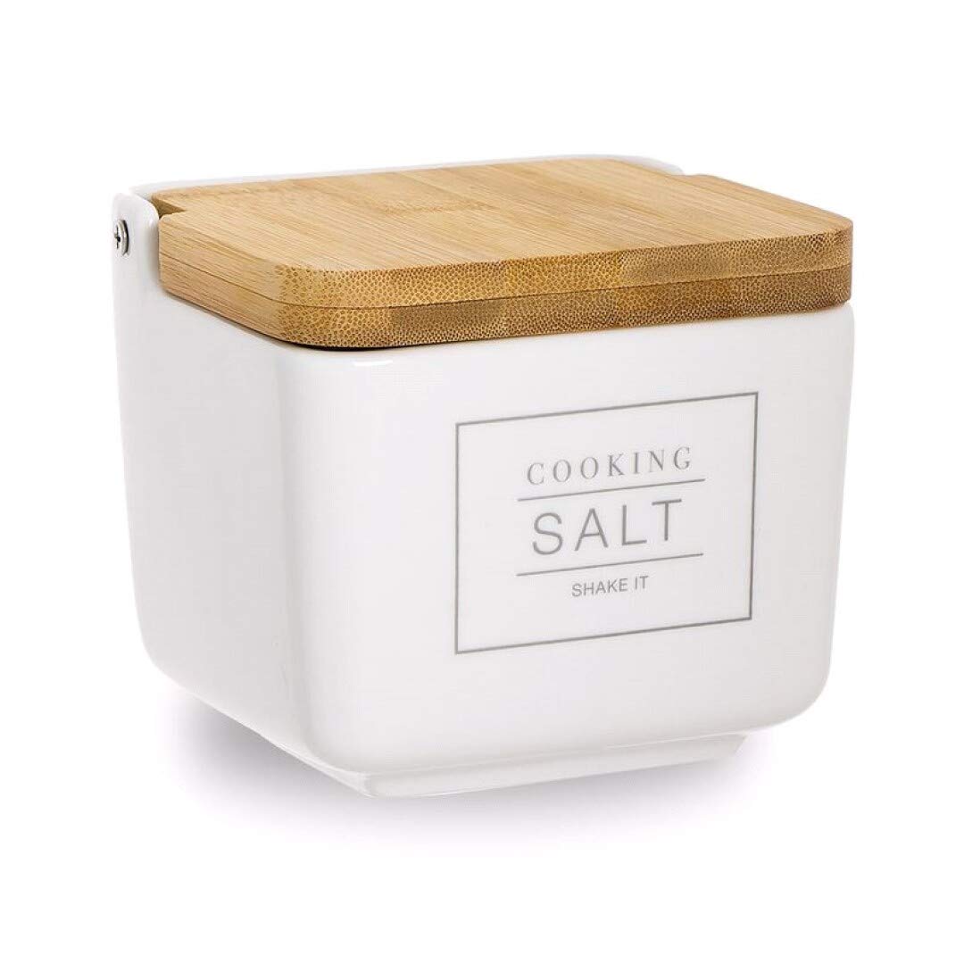 Salero Porcelana 12cm con Tapa de bambú