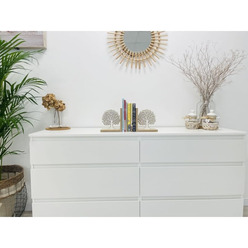 DAMDAM GO - Sujetalibros Decorativo Arbol de La Vida Madera Estilo Nórdico 2 Unidades