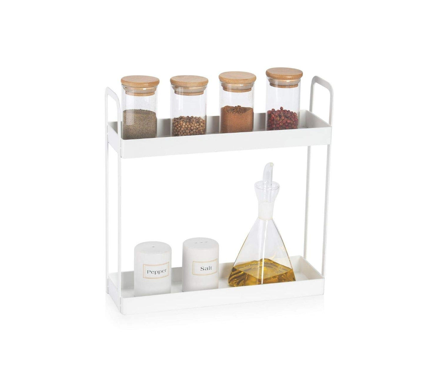 Estantes de Cocina para Especias de Metal Blanco