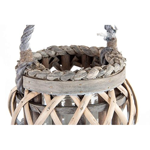 Farol portavela minbre Madera 14x13 cm