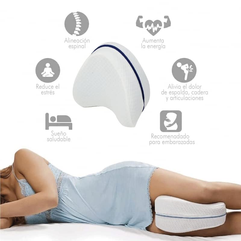 Almohada para Piernas, Almohada Ortopédica para Pierna y Rodilla, Almohada de Espuma viscoelástica para Dormir de Lado