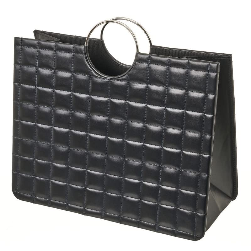 Revistero Bolso con Asas Negro de Piel sintética de 38x16x35 cm