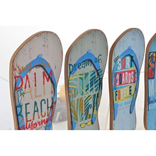 Set 4 Cuadro de Pared Madera Perchero Summer 10x30 cm