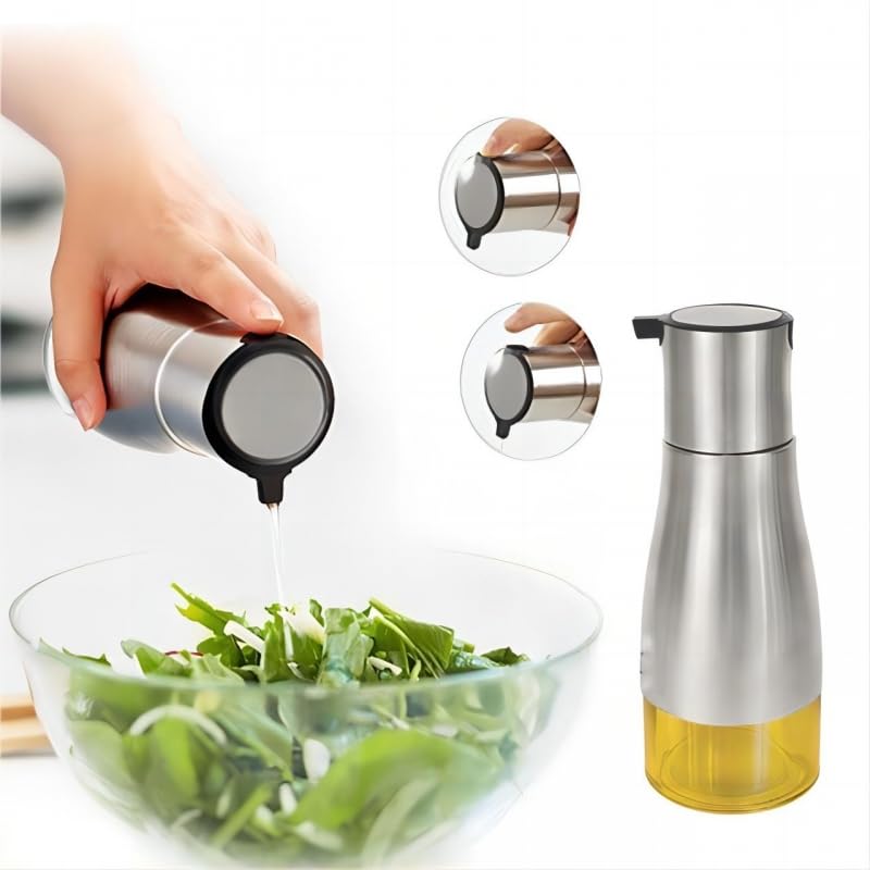 DAMDAM GO Set de Aceitera Vinagrera de Acero Inoxidable Cristal con Soporte