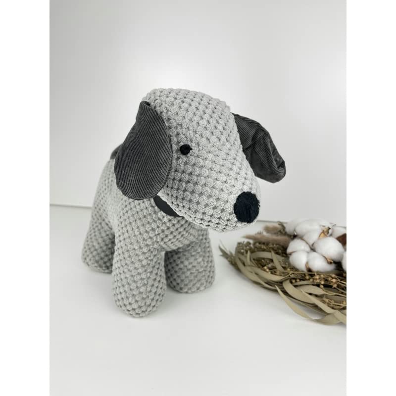 Sujetapuertas tope puerta peluche perro gris 31x23x13 cm