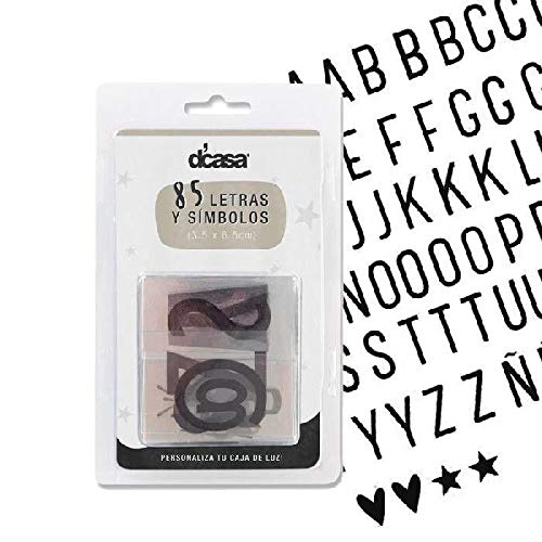 Set De 85 Letras para Caja Luz Cajas Decorativas Muebles Pegatinas Decoración del hogar Unisex Adulto, Negro (Negras), única