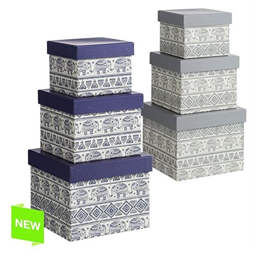 JUEGO 3 CAJAS CUAD DISEÑO ETNIC 2C (Gris)