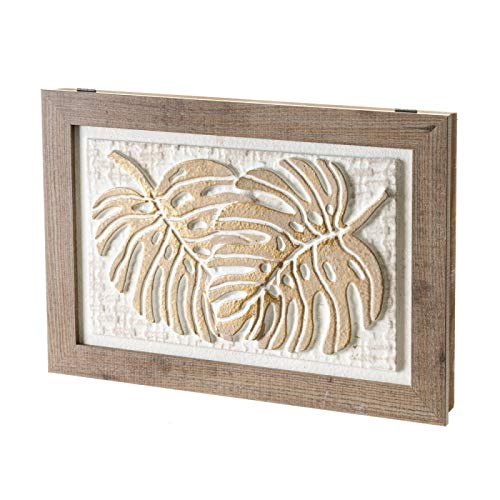 Cuadro cubrecontador con Relieve exótico de Lienzo Blanco y Natural, de 50x6x35 cm