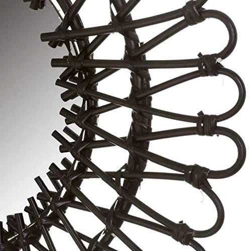 Espejo Rattan Negro Moderno para salón Factory de 55 cm