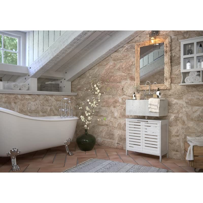 Mueble Bajo Lavabo de Blanco Armario Mueble Baño Bajo Lavabo Minimalista (Minimalista)