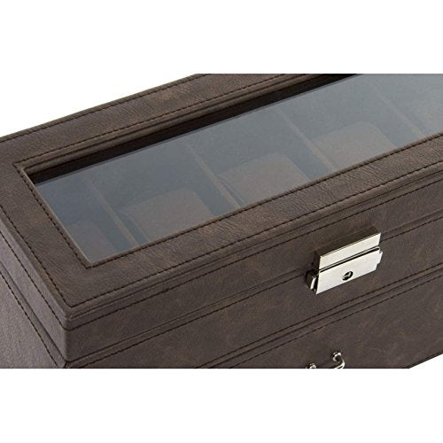 Joyero relojeros pu marron 26x11x14 cm