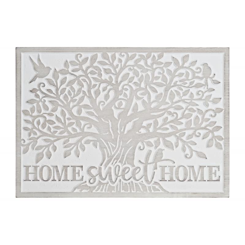 Mural Tallado Natural Blanco de Madera Home Sweet Home, Arbol de la Vida para Decoracion