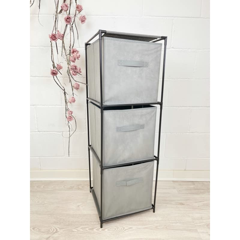 Estanteria con 3 Pongotodo, 3 estantes para Ropa Sucia, Muebles Auxiliares para almacenaje de Toallas