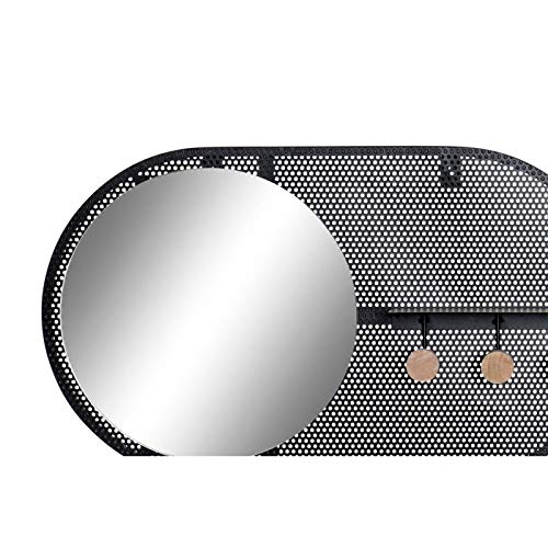 Set 2 Perchero Pared Metal con Espejo Negro Blanco Factory 3 corgadores