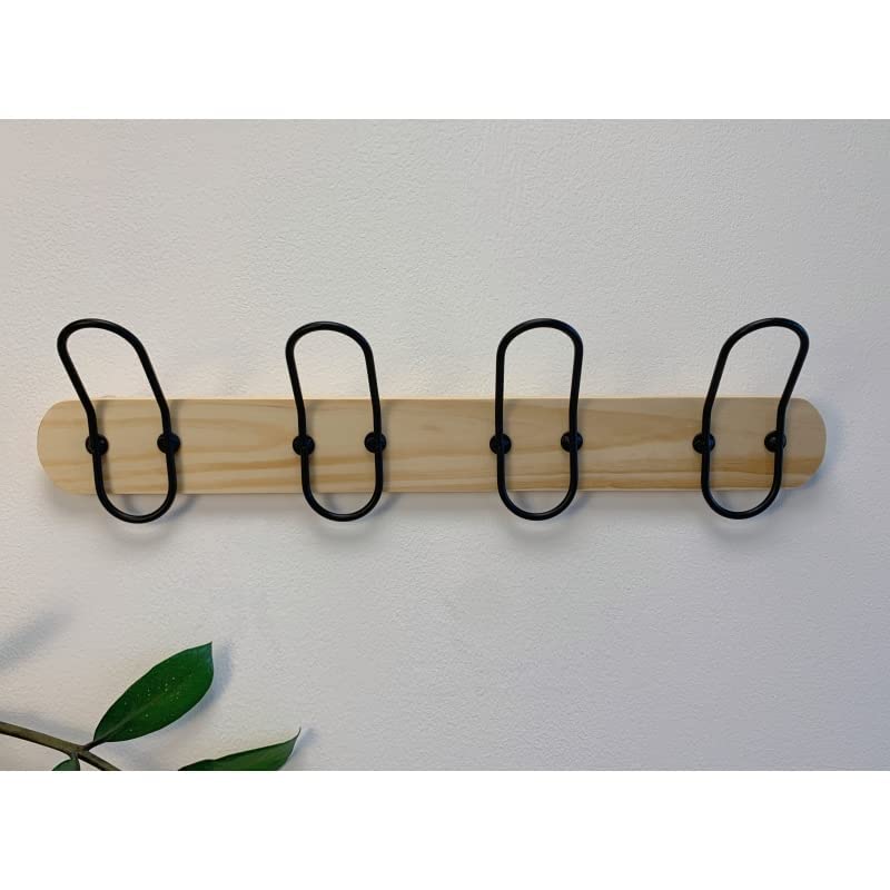 Perchero de Pared Madera Bambu con Ganchos Metal