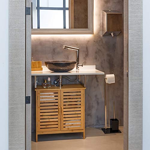 Mueble bajo Lavabo nórdico marrón de bambú para Cuarto de baño Basic
