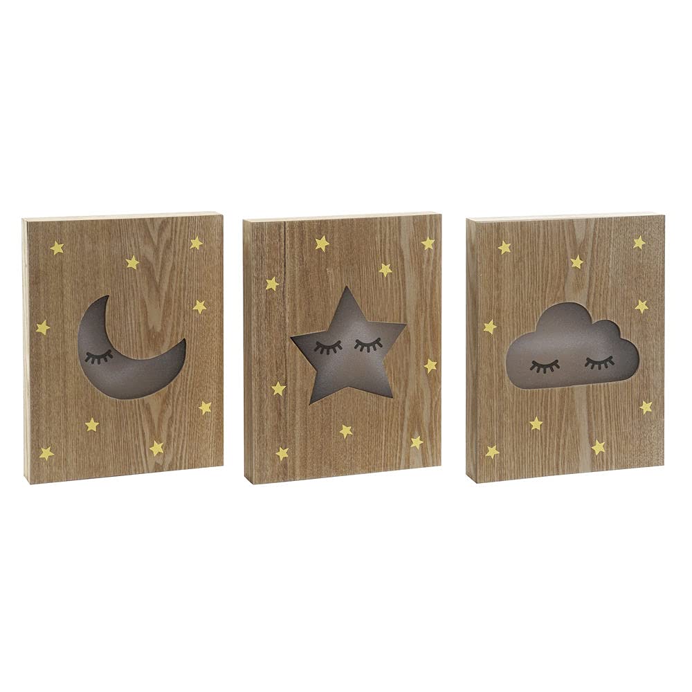 Juego de 3 Caja de luz Infantil Forma Luna Estrella Nube.