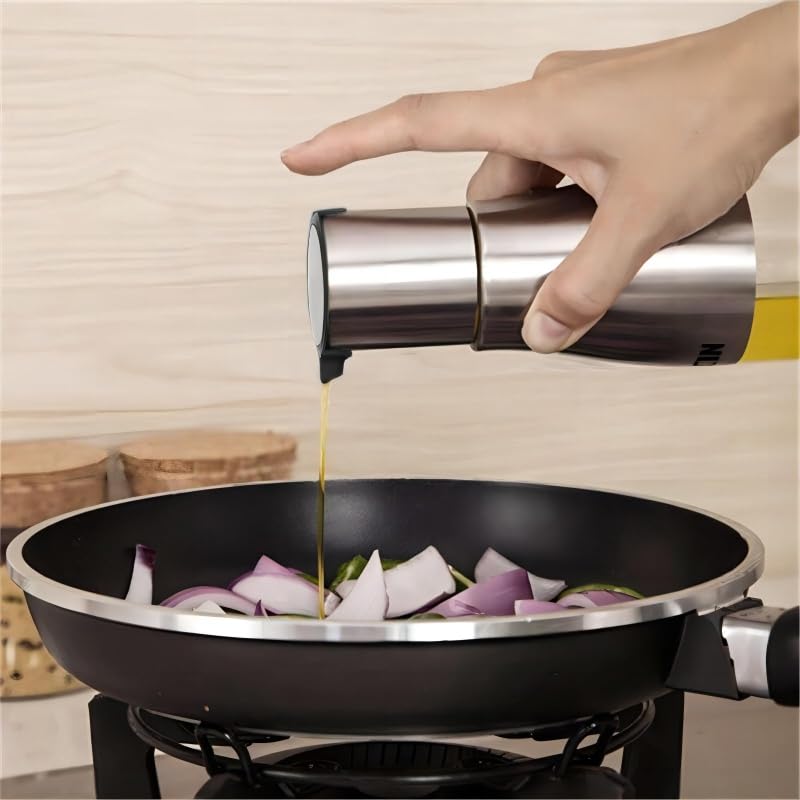 DAMDAM GO Set de Aceitera Vinagrera de Acero Inoxidable Cristal con Soporte