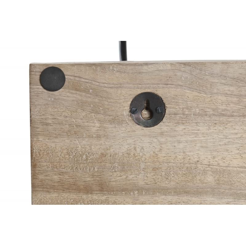 Perchero de pared madera mango tallado con 4 colgadores de hierro decape Hojas fino