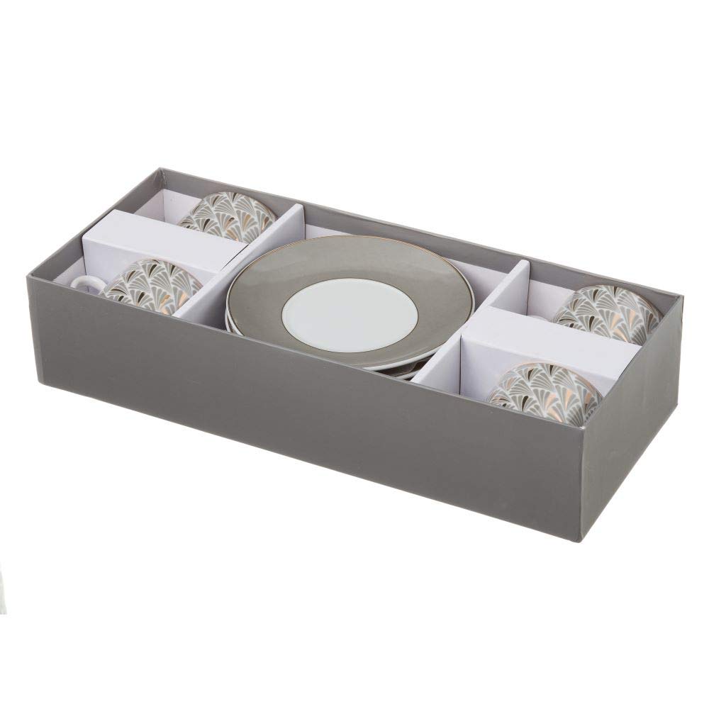 Tazas de té de Porcelana Grises clásicas para salón Factory - LOLAhome