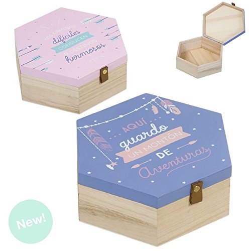 Juego de 2 Cajas Madera diseño Original Frases divetido