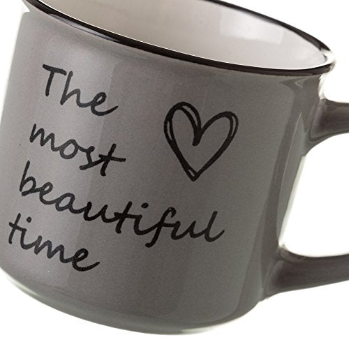 Taza de café romántica Gris de cerámica para Cocina Bretaña (Set de 4 Tazas)