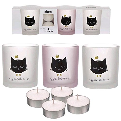 Pack de 3 candeles con 4 Velas de te Gatos