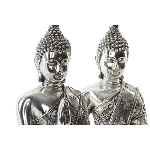 Figura Buda Resina Cromado Sentado