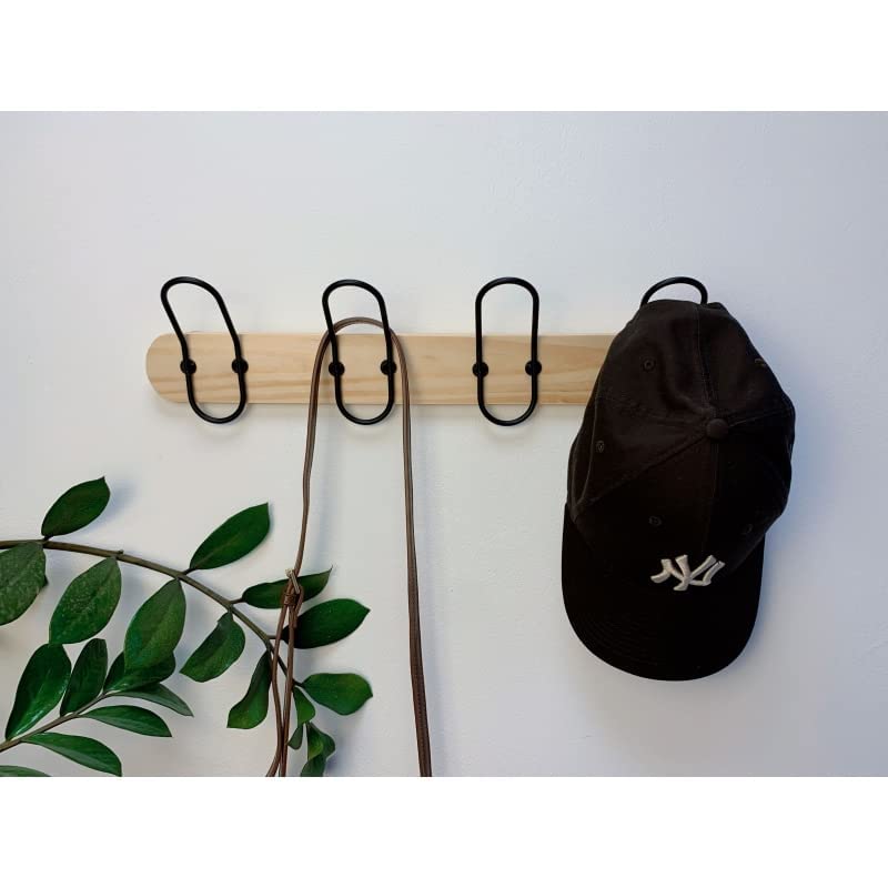 Perchero de Pared Madera Bambu con Ganchos Metal