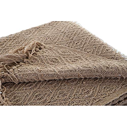Juego de 2 Plaid de Sofa Algodon Rombos Azul y Marron 170x130 cm