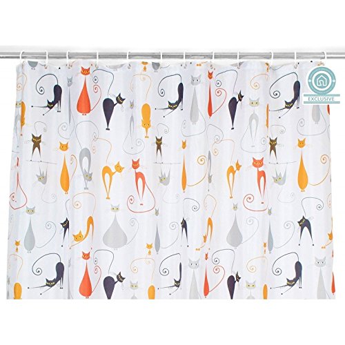 Cortina baño moderno diseño original "cats" 100% poliester 180 x 200 cm